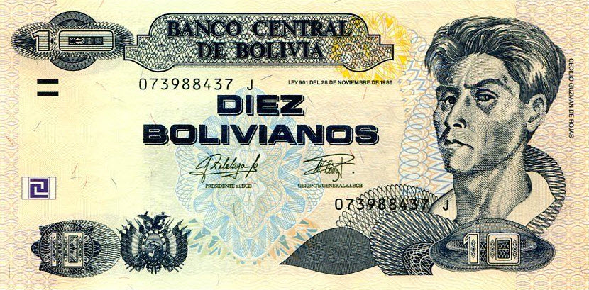 P243 Bolivia 10 Bolivianos (Serie J) Year 2015